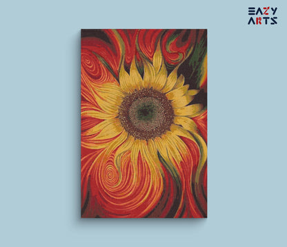 Red and Yellow Sunflower paint by numbers
