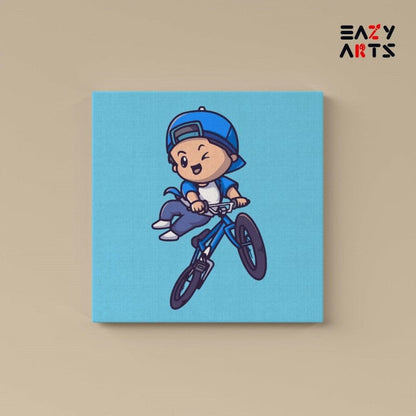 Boy Riding Bicycle Paint By Numbers kit for kids