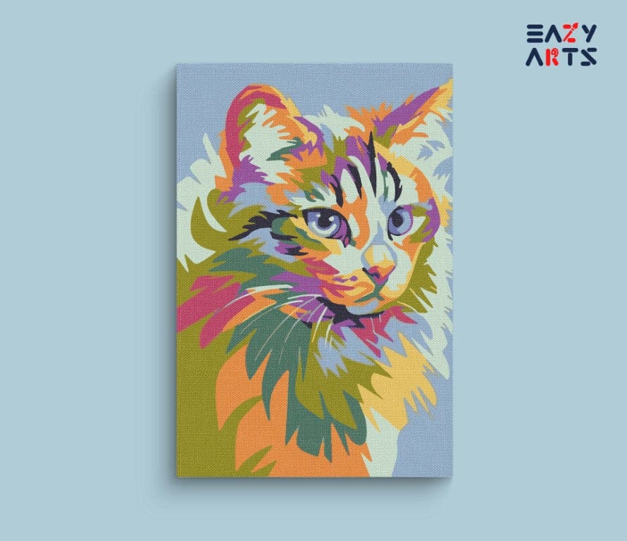 Cat Abstract Paint By Numbers kit for kids