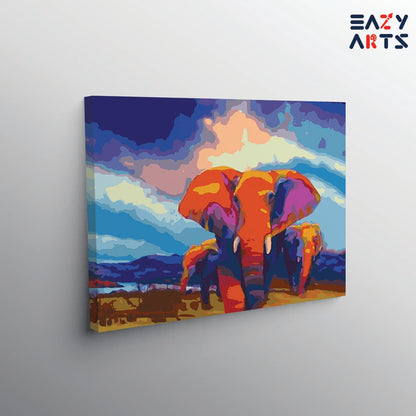 Elephants In Jungle paint by numbers