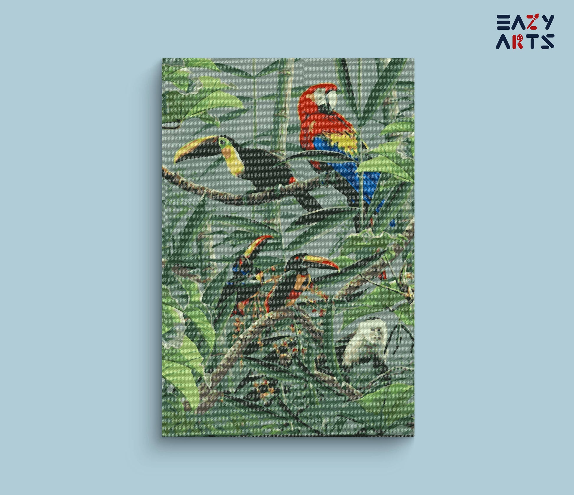 Birds and Monkey In Jugle paint by numbers