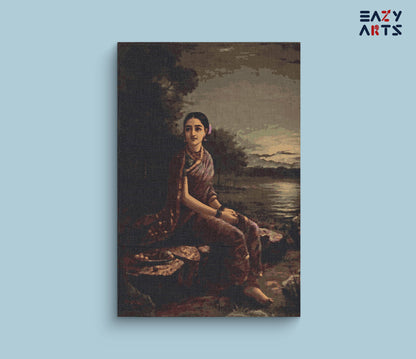 Radha in moonlight by raja ravi varma paint by numbers