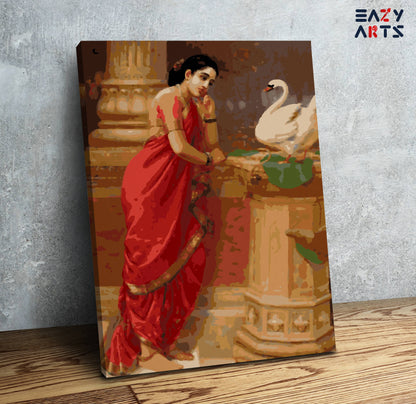 A Swan Telling Damayanti of Nala's love by raja ravi varma PBN kit