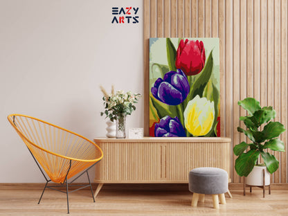 Colorful Tulips Flowers paint by numbers kit