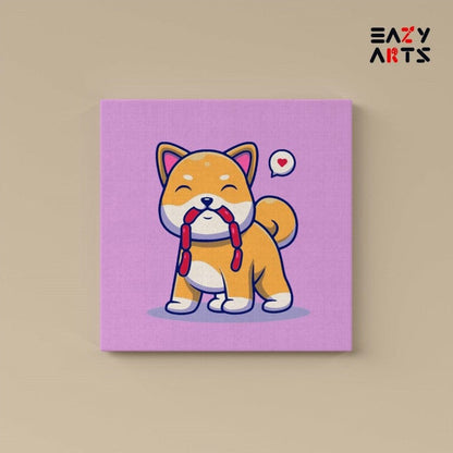Dog Holding Hotdog Paint By Numbers kit for kids