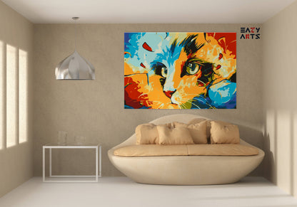 Cat Face Abstract paint by numbers kit