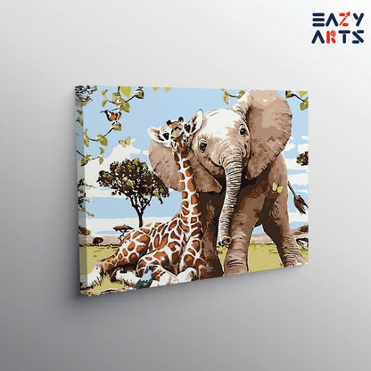 Elephant & Giraffe paint by numbers