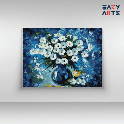 White Flowers Pot PBN kit