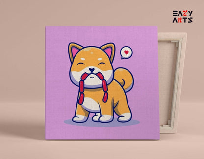 Dog Holding Hotdog PBN kit for kids