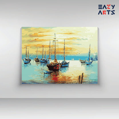 Boats in Sea PBN kit