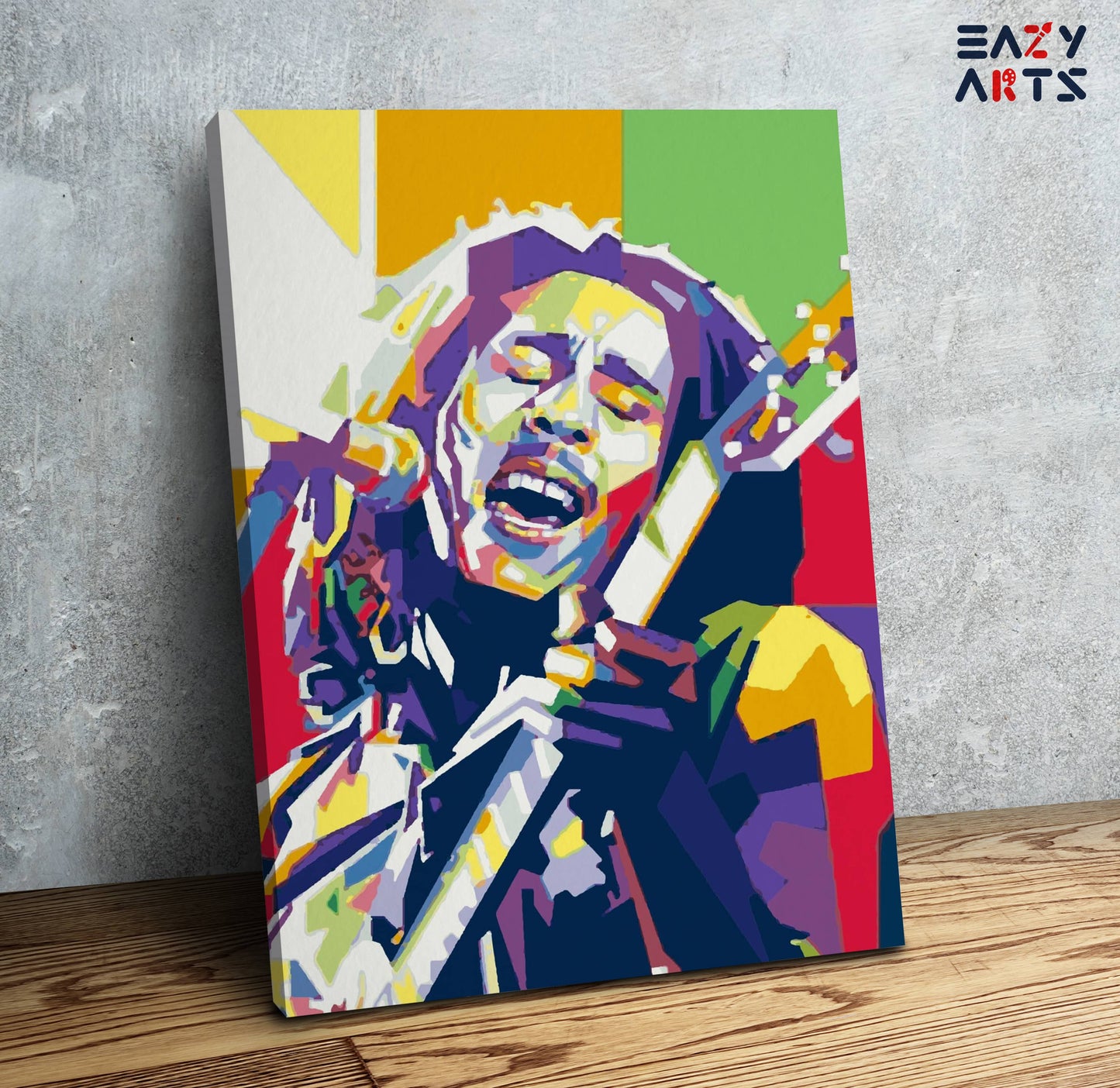 Bob Marley Singing with Guitar Abstract PBN kit