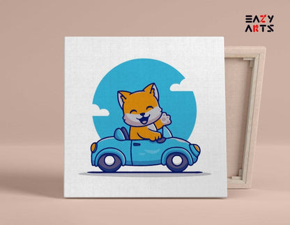 Cat Driving Car PBN kit for kids