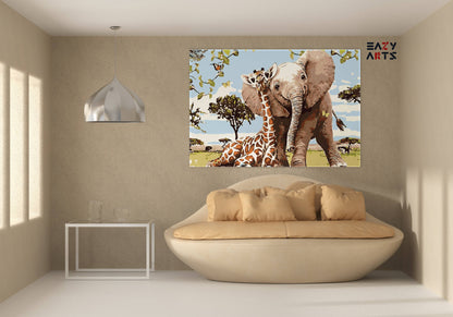 Elepant and giraffe paint by numbers kit