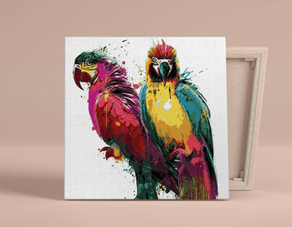 Parrots couple colorful paint by numbers