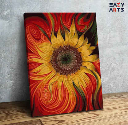 Red and Yellow Sunflower PBN kit