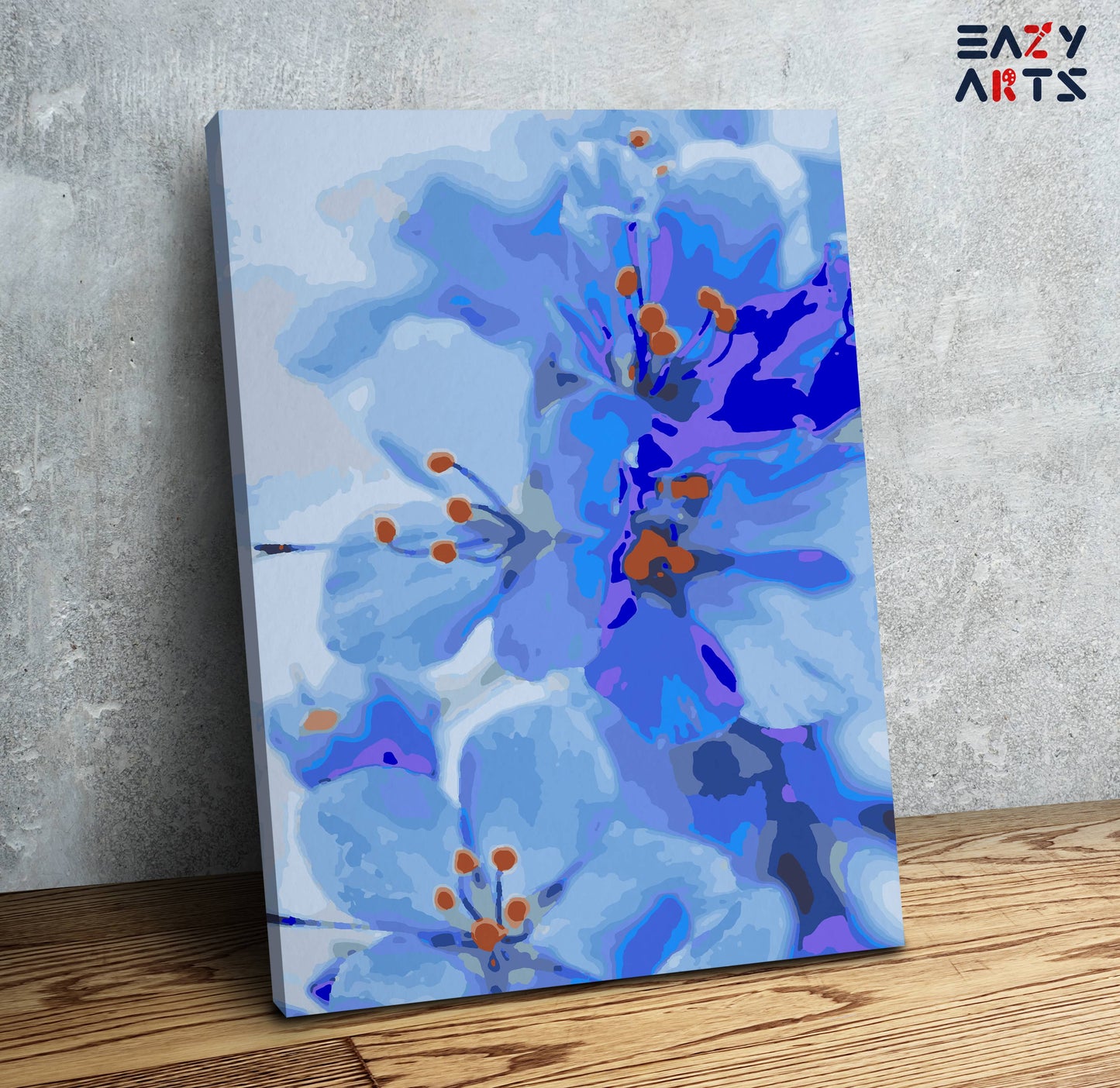 Blue Cherry Blossom Flowers PBN kit