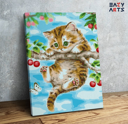 Kitten Hanging On a Tree PBN kit