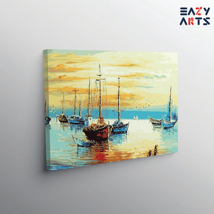 Boats in Sea paint by numbers