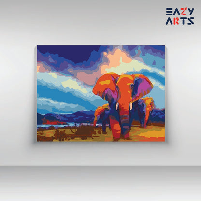 Elephants In Jungle PBN kit