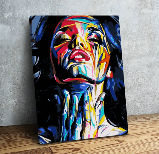 Women face abstract colorful PBN kit
