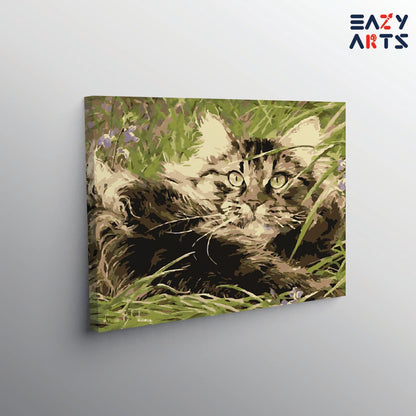 Cat Playing In Grass paint by numbers
