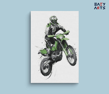Green Bike With Rider paint by numbers