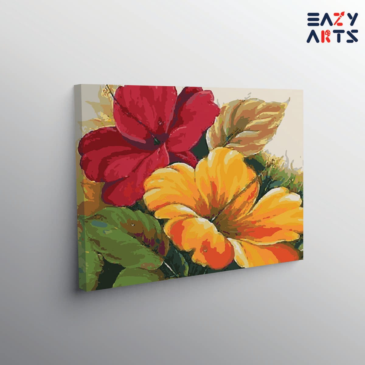 Red and Yellow Hibiscus paint by numbers