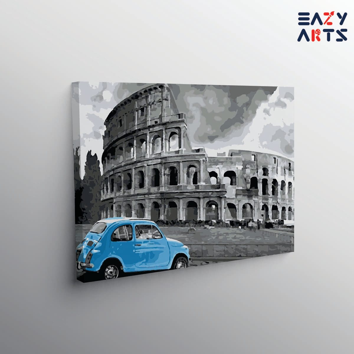 Blue Vintage Car In Colosseuml paint by numbers