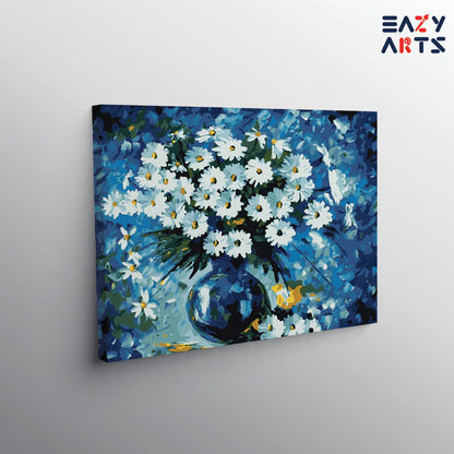 White Flowers Pot paint by numbers