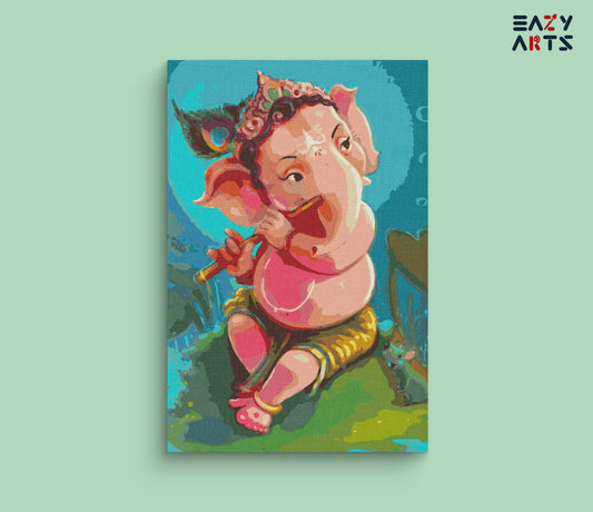 Lord Ganesha Playing Flute paint by numbers
