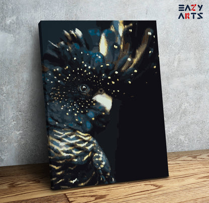 Parrot Golden Black colorful PBN kit