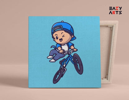 Boy Riding Bicycle PBN kit for kids