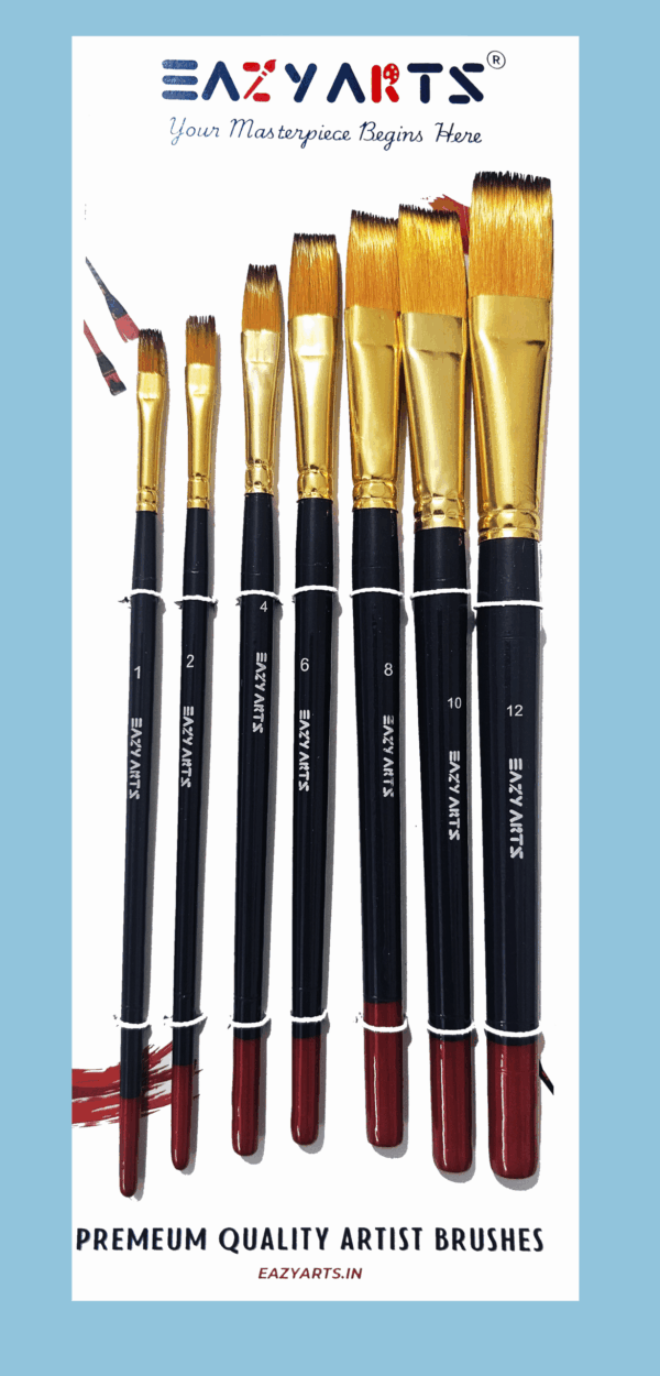 Eazy Arts Premium Flat Paint Brushes Set - Image 4