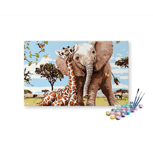 Elephant and Giraffe Paint By Numbers Kit