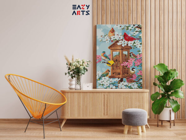 Birds In a Bird House Paint by Numbers Kit - Image 2