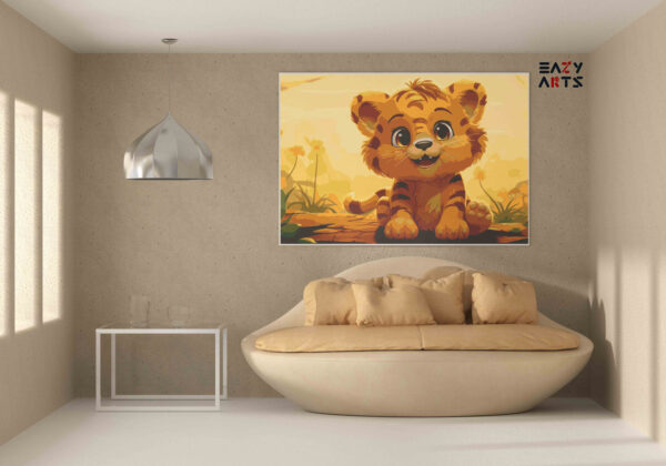 Attractive Baby Tiger Sitting Paint by Numbers Kit - Image 2