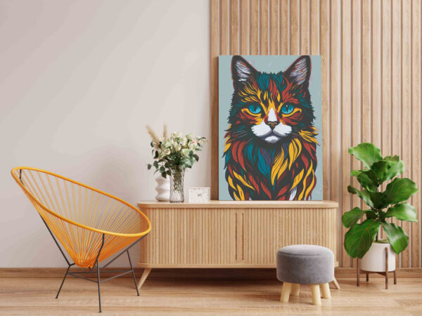 Cat Face Abstract Paint by Numbers Kit - Image 2