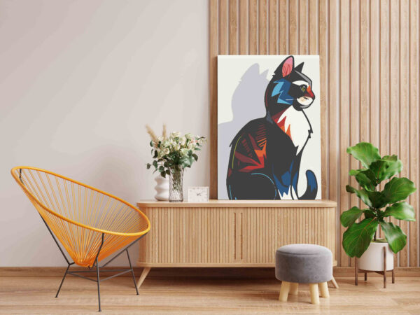 Cat sitting colorful Paint by Numbers Kit - Image 2