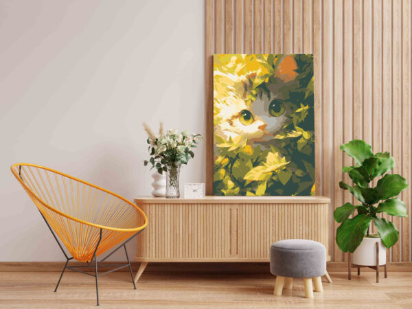 Kitten in greenery Paint by Numbers Kit - Image 2