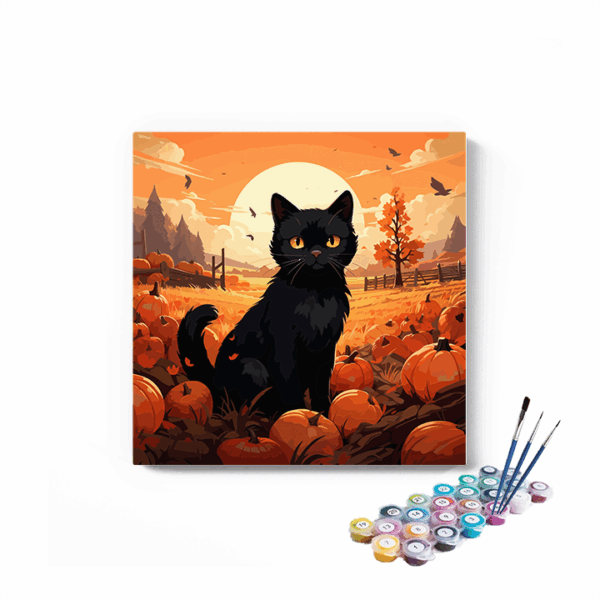 Halloween Black Cat Paint by Numbers Kit