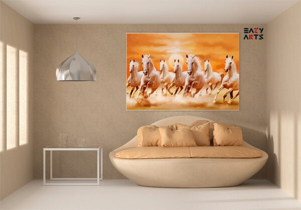 Seven White Horses Running Paint by Numbers Kit - Image 2