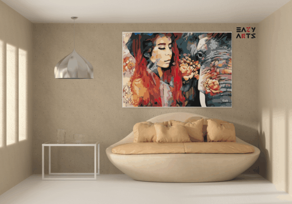 Woman with Elephant Paint by Number Kit - Image 2