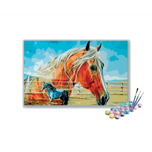 Graceful Horses in Pasture Paint by Number Kit
