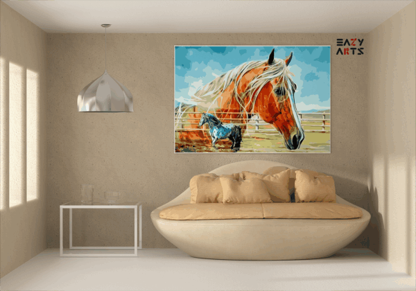 Graceful Horses in Pasture Paint by Number Kit - Image 2