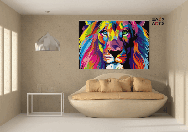 Colorful Lion A Vibrant Paint-by-Number Kit - Image 2