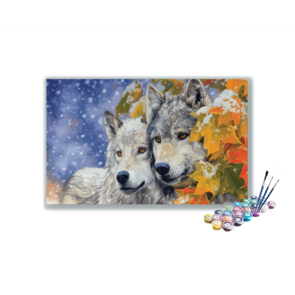 Winter Wolves: Tranquil Companionship Paint by Number Kit