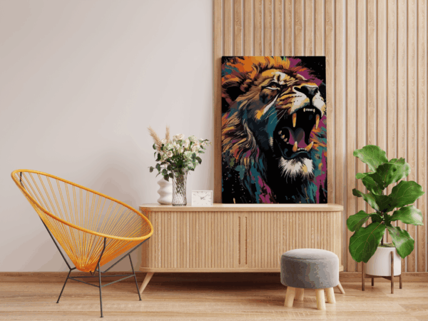 Fierce Majesty: Roaring Lion Abstract Paint by Number Kit - Image 2