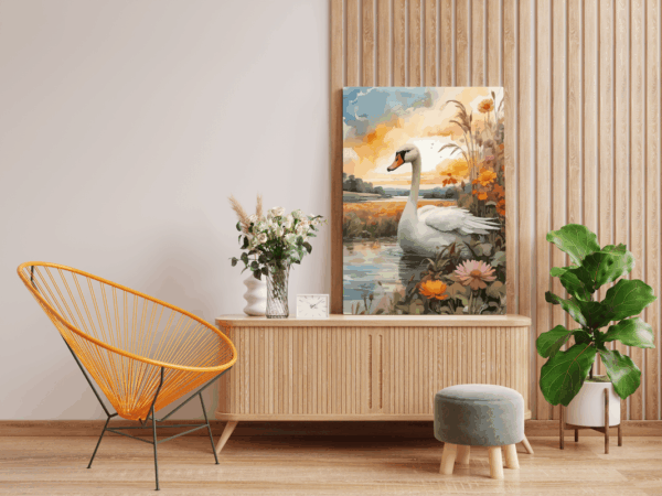 Graceful Swan by the Lake Paint by Number Kit - Image 2