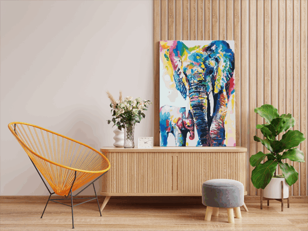 Playful Elephants Paint by Numbers Kit - Image 2