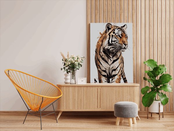 Geometric Tiger in Bold Colors Paint by Numbers Kit - Image 2